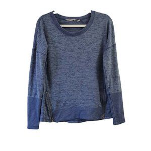 Athleta Blissful Sharkbite Sweater Small Womens Blue Soace Dye Side Zip Pullover